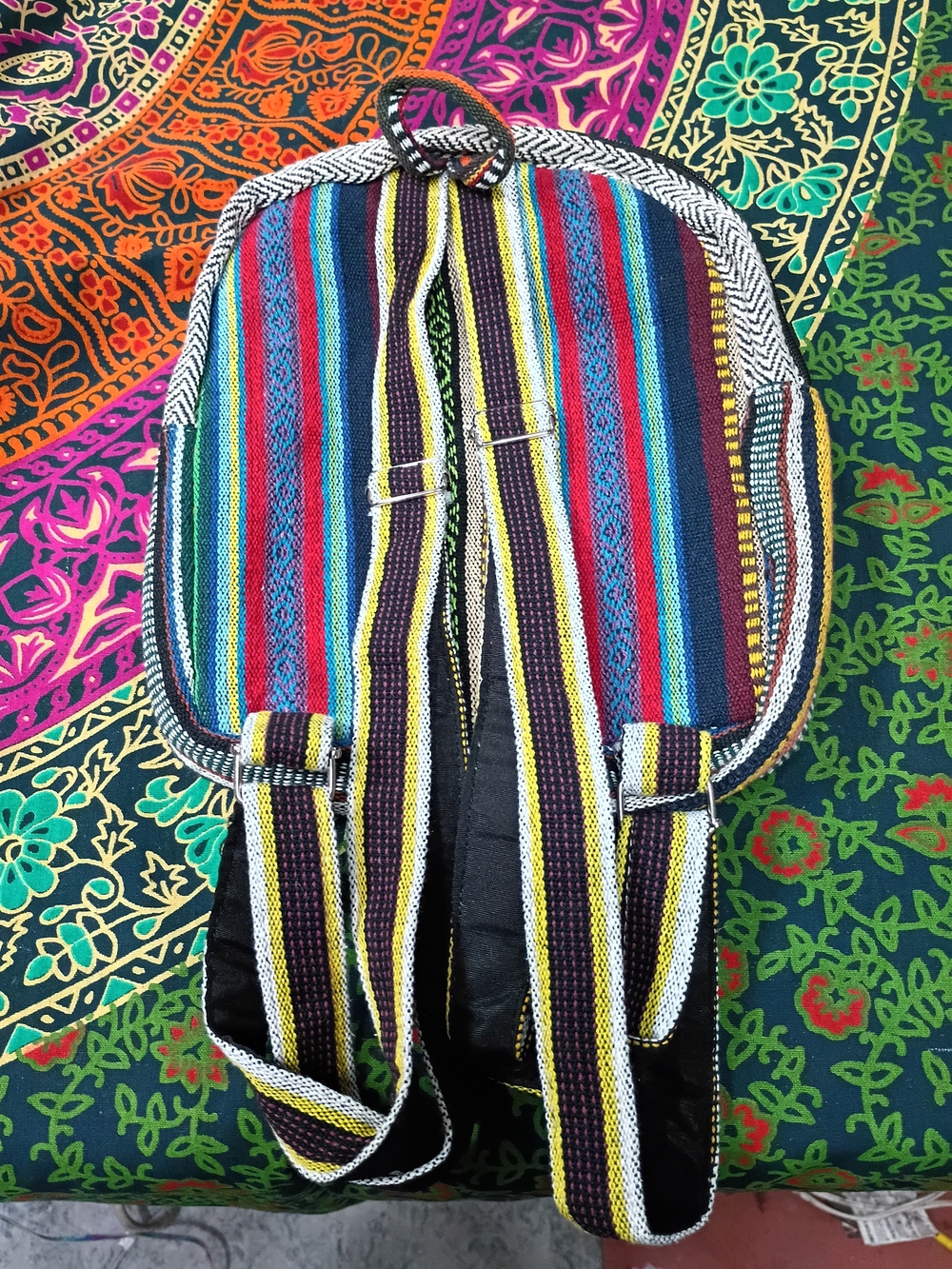NWOT Himalayan Hemp Boho Striped Mini Backpack - Natural & Multicolor - Picture 2 of 6